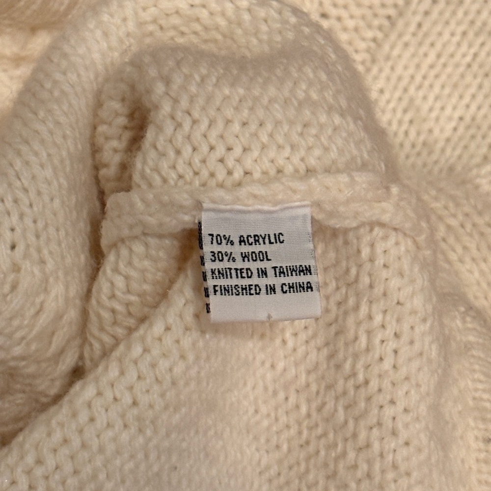 Vintage Cream Cable-Knit Button Cardigan Sweater XL - Women - Picture 5 of 5